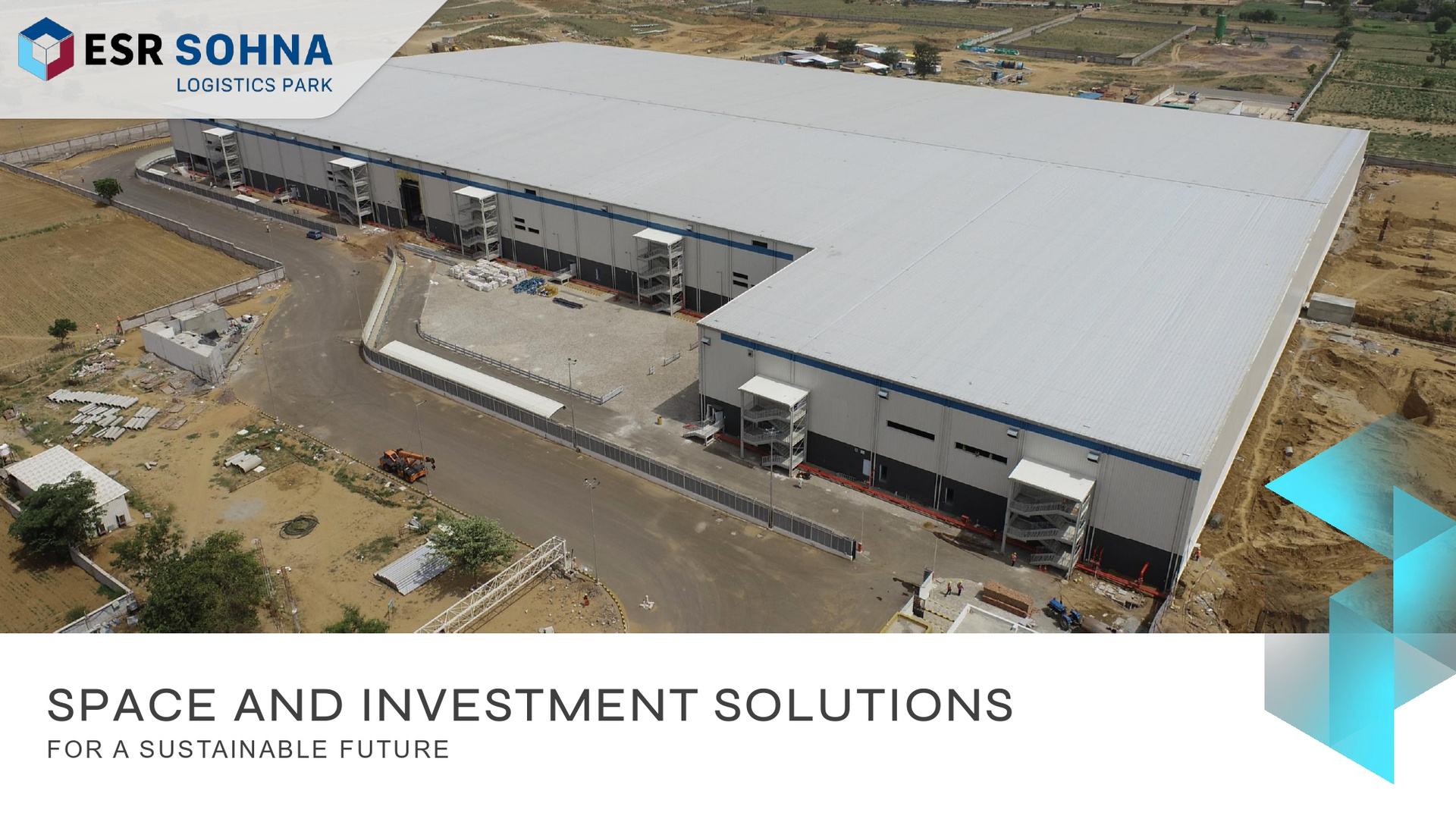 ESR Sohna brochure cover showing an aerial view of warehouse loading bays.